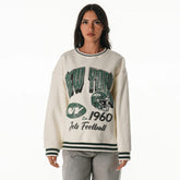 New York Jets The Wild Collective Women's Oversized Vintage French Terry Sweatshirt Cream