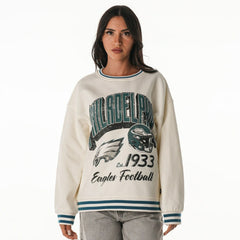 Philadelphia Eagles The Wild Collective Women's Oversized Vintage French Terry Sweatshirt Cream