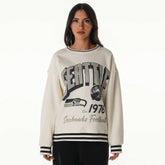 Seattle Seahawks The Wild Collective Women's Oversized Vintage French Terry Sweatshirt Cream