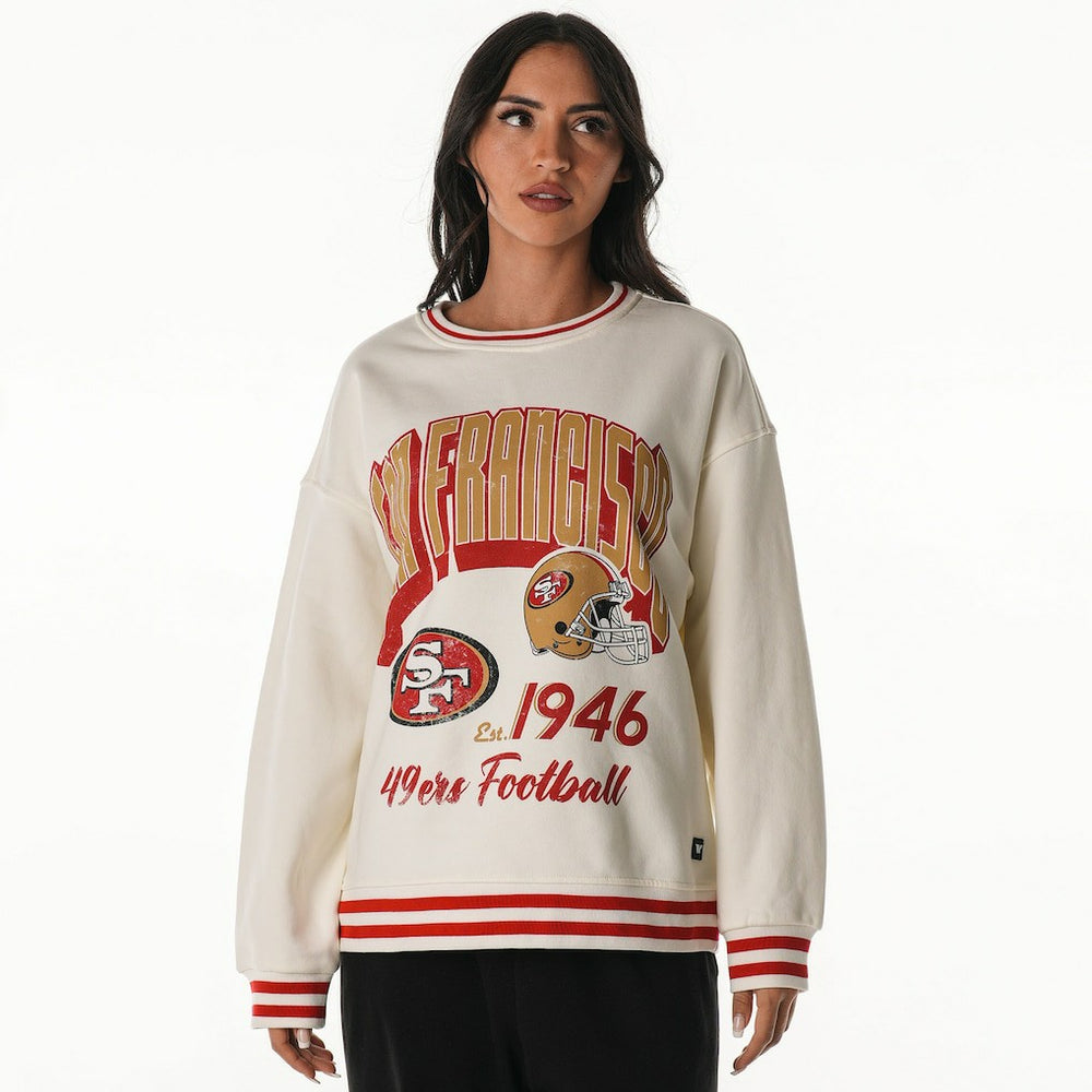 San Francisco 49ers The Wild Collective Women's Oversized Vintage French Terry Sweatshirt Cream