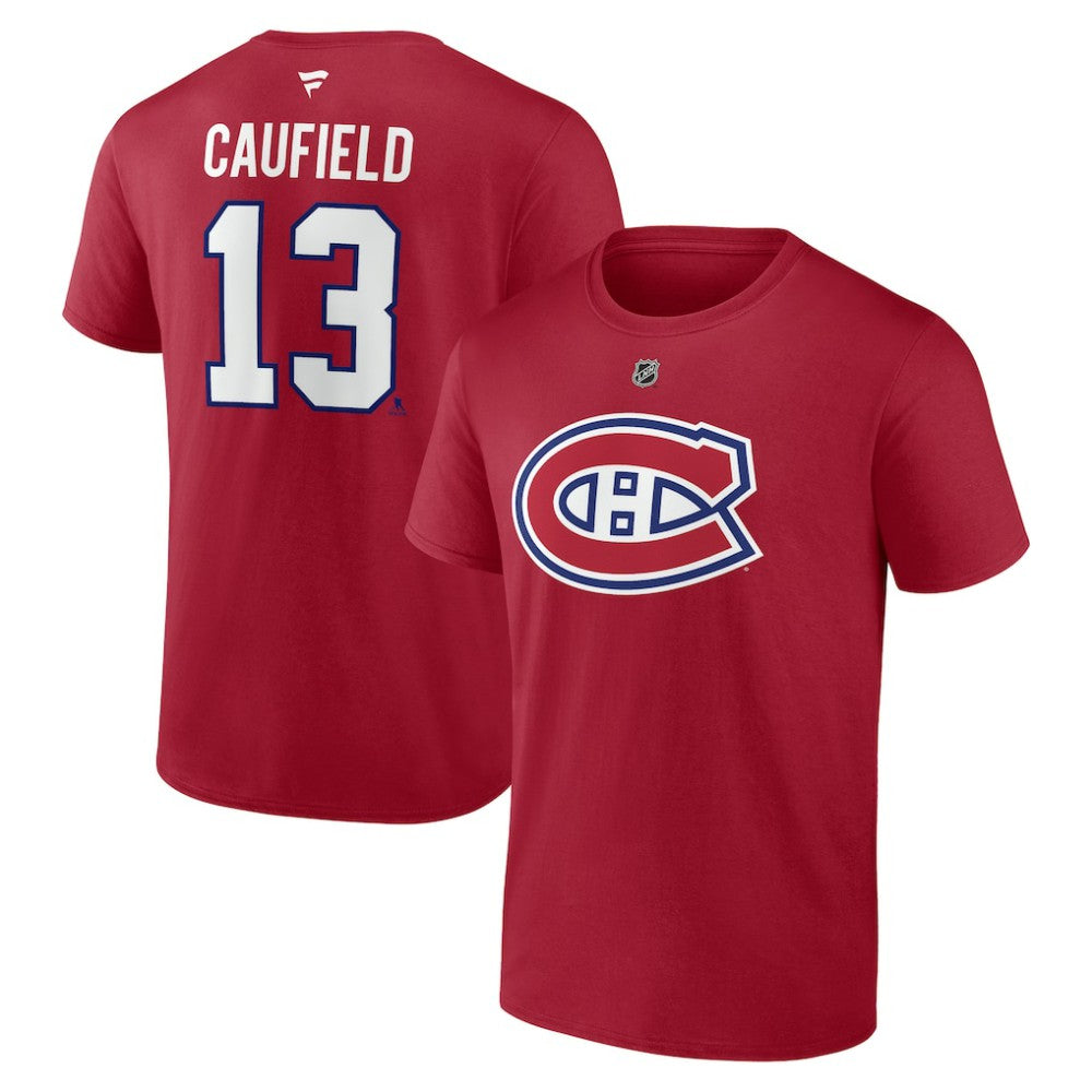 NHL Cole Caufield Montreal Canadiens Fanatics Authentic Stack Name & Number T-Shirt - Red