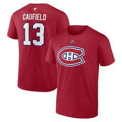 NHL Cole Caufield Montreal Canadiens Fanatics Authentic Stack Name & Number T-Shirt - Red