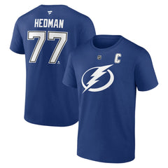 NHL Victor Hedman Tampa Bay Lightning Fanatics Authentic Stack Name & Number T-Shirt - Blue