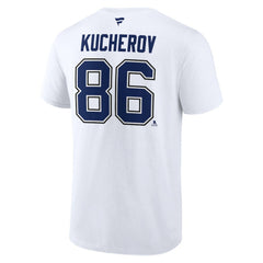 NHL Nikita Kucherov Tampa Bay Lightning Fanatics Authentic Stack Name & Number T-Shirt - White