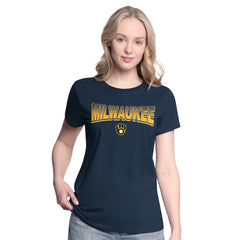 Milwaukee Brewers G-III 4Her by Carl Banks Women's T-Shirt and Hoodie Combo Pack - Navy/Bright Heather Ceramic Hoodies