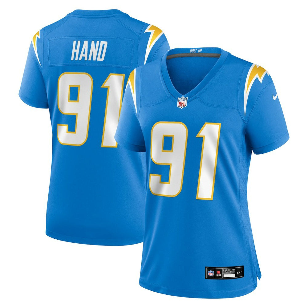 NFL Da'Shawn Hand Los Angeles Chargers Women's Team Game Jersey - Powder Blue