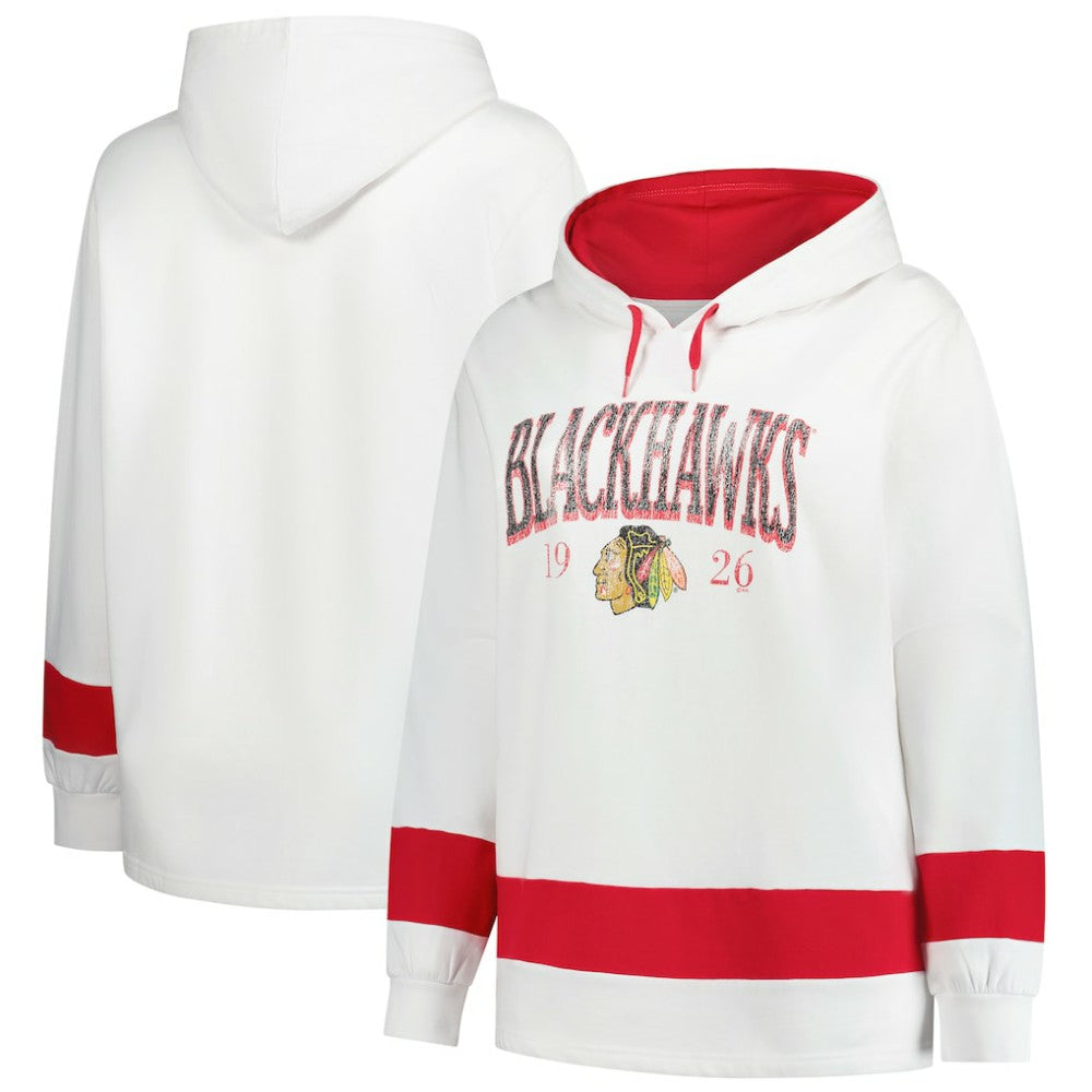 NHL Chicago Blackhawks Profile Women's Plus Size Hoodie - White