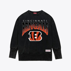 Cincinnati Bengals Women's Delineate Mineral Wash Crewneck Sweatshirt Black