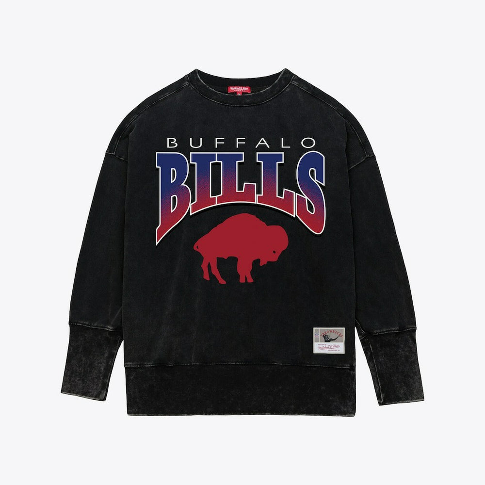 Buffalo Bills Women's Delineate Mineral Wash Crewneck Sweatshirt Black