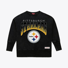 Pittsburgh Steelers Women's Delineate Mineral Wash Crewneck Sweatshirt Black