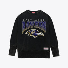 Baltimore Ravens Women's Delineate Mineral Wash Crewneck Sweatshirt Black