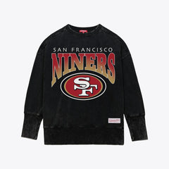 San Francisco 49ers Women's Delineate Mineral Wash Crewneck Sweatshirt Black