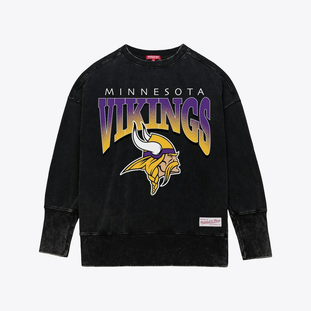 Minnesota Vikings Women's Delineate Mineral Wash Crewneck Sweatshirt Black