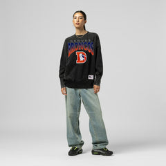 Denver Broncos Women's Delineate Mineral Wash Crewneck Sweatshirt Black