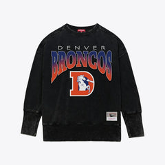 Denver Broncos Women's Delineate Mineral Wash Crewneck Sweatshirt Black