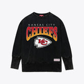 Kansas City Chiefs Women's Delineate Mineral Wash Crewneck Sweatshirt Black
