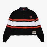 Chicago Bears Women's Cropped Long Sleeve Rugby Polo Black