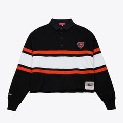 Chicago Bears Women's Cropped Long Sleeve Rugby Polo Black