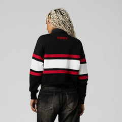 Kansas City Chiefs Women's Cropped Long Sleeve Rugby Polo Black