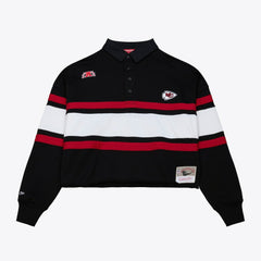 Kansas City Chiefs Women's Cropped Long Sleeve Rugby Polo Black