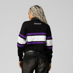 Minnesota Vikings Women's Cropped Long Sleeve Rugby Polo Black