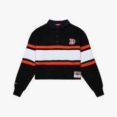 Denver Broncos Women's Throwback Cropped Long Sleeve Rugby Polo Black