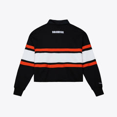 Denver Broncos Women's Throwback Cropped Long Sleeve Rugby Polo Black