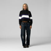 Baltimore Ravens Women's Cropped Long Sleeve Rugby Polo Black
