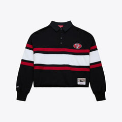 San Francisco 49ers Women's Cropped Long Sleeve Rugby Polo Black