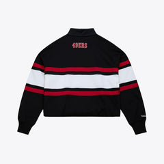 San Francisco 49ers Women's Cropped Long Sleeve Rugby Polo Black