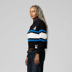 Detroit Lions Women's Cropped Long Sleeve Rugby Polo Black
