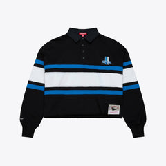 Detroit Lions Women's Cropped Long Sleeve Rugby Polo Black