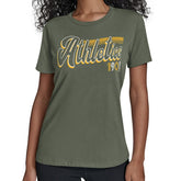 Athletics Starter Women's Groovy Script Team Fitted T-Shirt - Green T-shirts