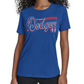 Los Angeles Dodgers Starter Women's Groovy Script Team Fitted T-Shirt - Royal T-shirts