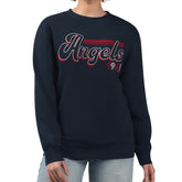 Los Angeles Angels Starter Women's Groovy Script Team Fleece Pullover Sweatshirt - Navy Pullover