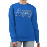 Kansas City Royals Starter Women's Groovy Script Team Fleece Pullover Sweatshirt - Royal Pullover