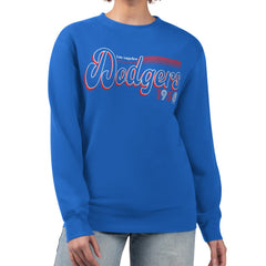 Los Angeles Dodgers Starter Women's Groovy Script Team Fleece Pullover Sweatshirt - Royal Pullover