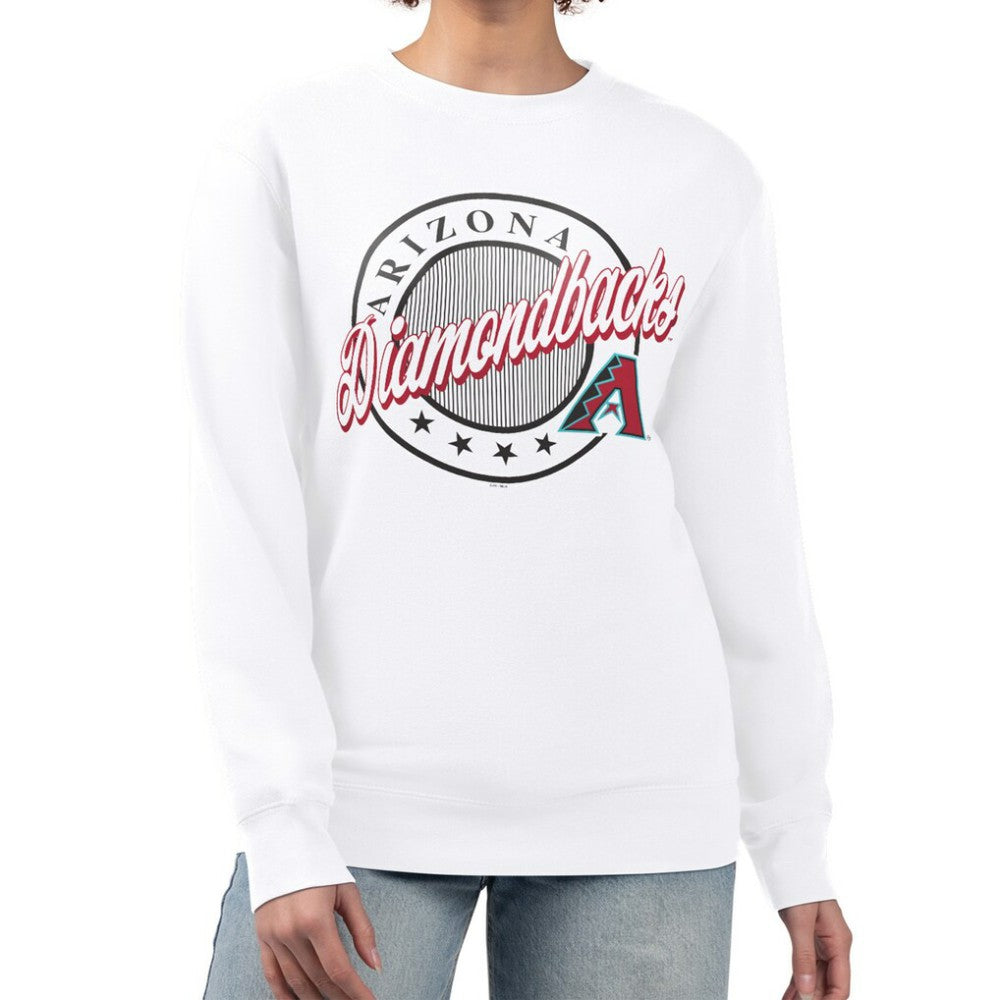 Arizona Diamondbacks G-III 4Her by Carl Banks Women's Pinstripe Circle Team Fleece Pullover Sweatshirt - White Pullover