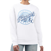 Kansas City Royals G-III 4Her by Carl Banks Women's Pinstripe Circle Team Fleece Pullover Sweatshirt - White Pullover