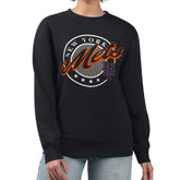 New York Mets G-III 4Her by Carl Banks Women's Pinstripe Circle Team Fleece Pullover Sweatshirt - Black Pullover