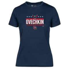 NHL Alexander Ovechkin Washington Capitals Levelwear Women's NHL All-Time Leading Goal Scorer Milestone Stars Name & Number Maddox T-Shirt - Navy
