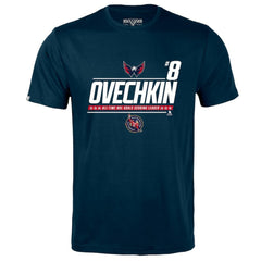NHL Alexander Ovechkin Washington Capitals Levelwear NHL All-Time Leading Goal Scorer Milestone Name & Number Richmond T-Shirt - Navy