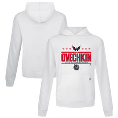 NHL Alexander Ovechkin Washington Capitals Levelwear NHL All-Time Leading Goal Scorer Milestone Stars Name & Number Relay Pullover Hoodie - White