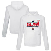 NHL Alexander Ovechkin Washington Capitals Levelwear NHL All-Time Leading Goal Scorer Milestone Name & Number Relay Pullover Hoodie - White