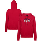 NHL Alexander Ovechkin Washington Capitals Levelwear Women's NHL All-Time Leading Goal Scorer Milestone Stripes Name & Number Adorn Pullover Hoodie - Red