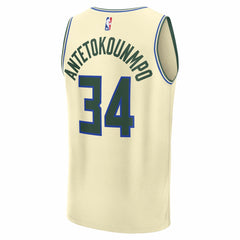 NBA Giannis Antetokounmpo Milwaukee Bucks 2025/26 City Edition Fast Break Jersey - Cream