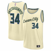 NBA Giannis Antetokounmpo Milwaukee Bucks Youth 2025/26 City Edition Fast Break Jersey - Cream