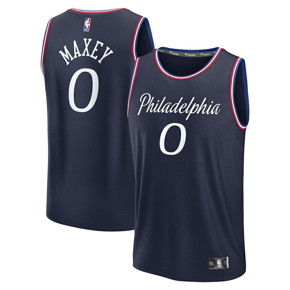 NBA Tyrese Maxey Philadelphia 76ers Youth 2025/26 City Edition Fast Break Jersey - Navy