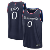 NBA Tyrese Maxey Philadelphia 76ers Youth 2025/26 City Edition Fast Break Jersey - Navy