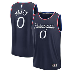 NBA Tyrese Maxey Philadelphia 76ers Youth 2025/26 City Edition Fast Break Jersey - Navy
